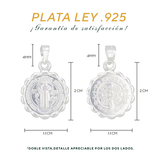 Dije de  Plata .925 con diseño de San Benito  mod. SAN BENITO T-13 - Joyería Religiosa