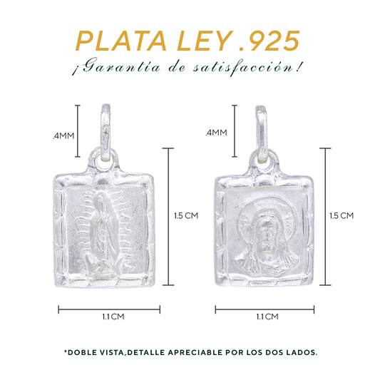 Dije Plata .925 Sochapada Doble vista Virgen de Guadalupe y sagrado corazón mod SYC-15  - Joyería Religiosa