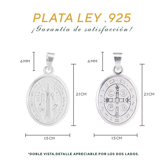 Dije Plata .925 Medalla Oval San Benito 3.1 Gramos - Joyería Religiosa