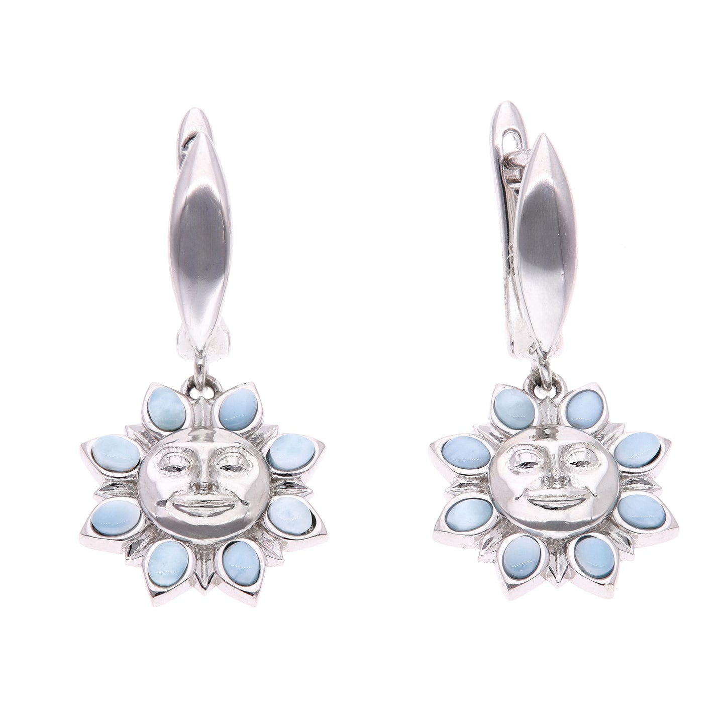 Arete Sol Caribeño de Larimar en Plata .925