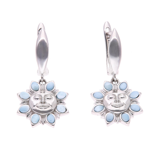 Arete Sol Caribeño de Larimar en Plata .925