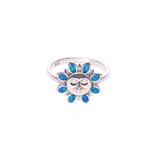 Anillo Sol Radiante Ópalo Plata.925