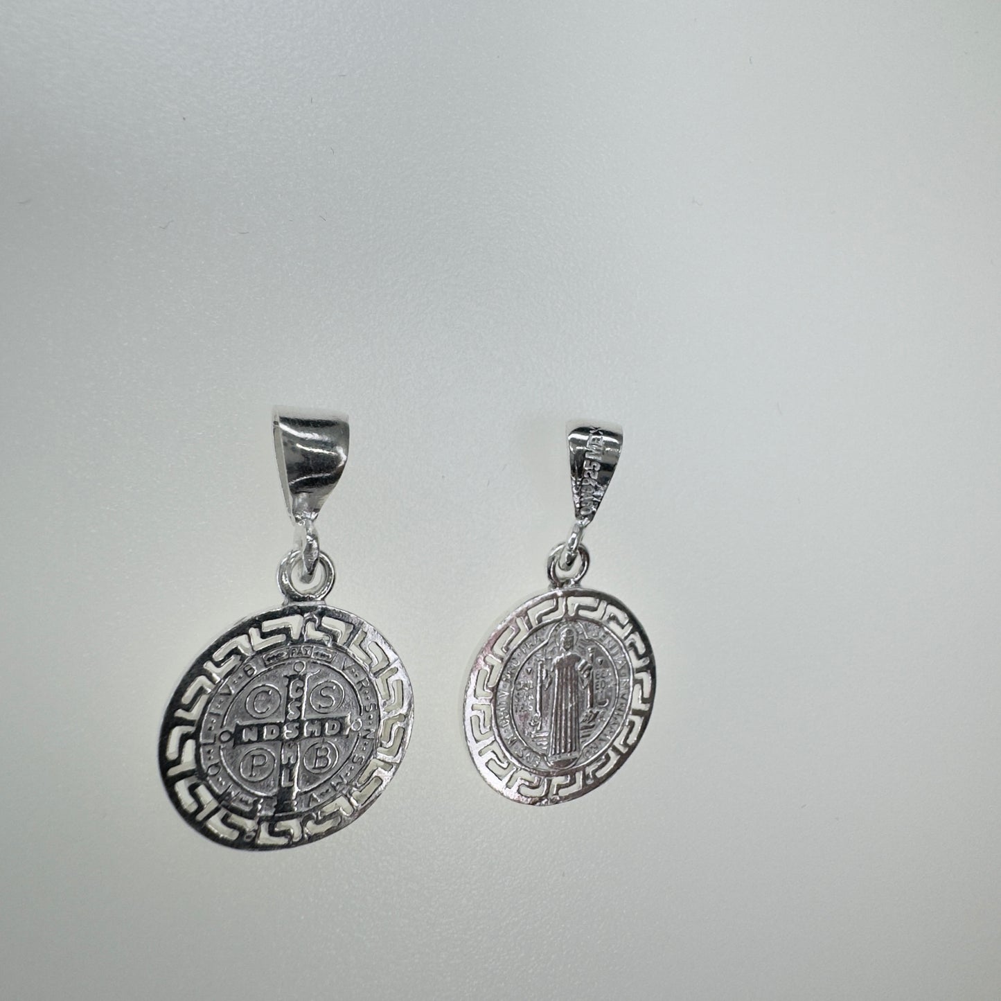Medalla San Benito Plata 925 Doble Vista Miniatura