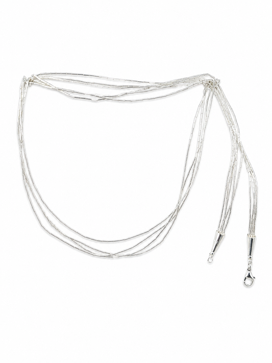 Collar de Plata .925 - Multihilo de Cinco Hilos Cola de Rata Ultrafina con Terminales Cónicos Delgados — 1 Metro