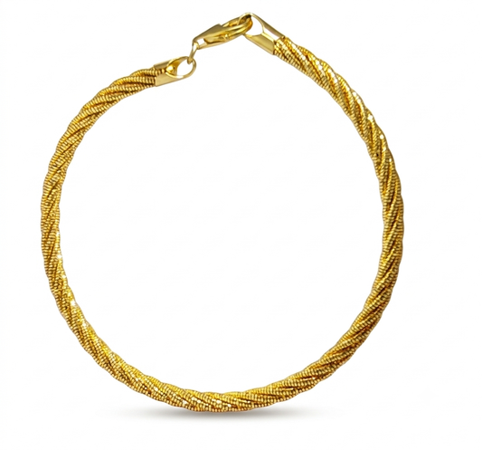 Pulsera de plata .925 dorada torzal con cierre de broche de langosta, hecha en Taxco Guerrero