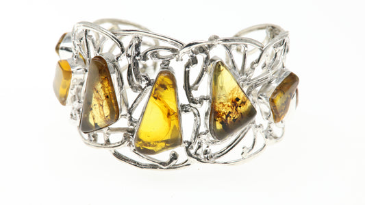 Brazalete Plata 950 con Ámbar Natural Mayoreo y Menudeo