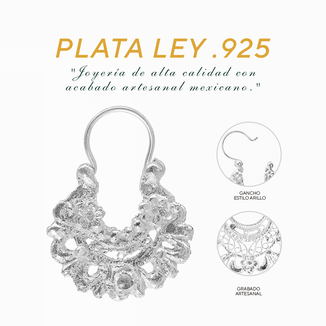 Aretes Plata .925 de Aro Diseño Floreado 5.4 Gramos - Joyería Elegante