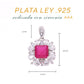 Dije Plata Ley 925 con Rodio y Zirconia AAA Color Rojo Rubí y Blanco