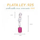DIJE EN PLATA LEY .925, CON RODIO , ZIRCONIA AAA ROJO RUBI Y BLANCO
