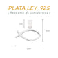 Medidas del dije Ichthys: 1.4 cm alto × 2.2 cm ancho, argolla 6 mm – Plata Ley .925