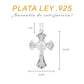 Medidas del crucifijo barroco: 4.2 cm alto × 2.6 cm ancho, argolla 1 cm – Plata Ley .925