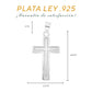 Medidas del dije cruz diamantada: 4.2 cm alto × 2.3 cm ancho, argolla 1 cm – Plata Ley .925