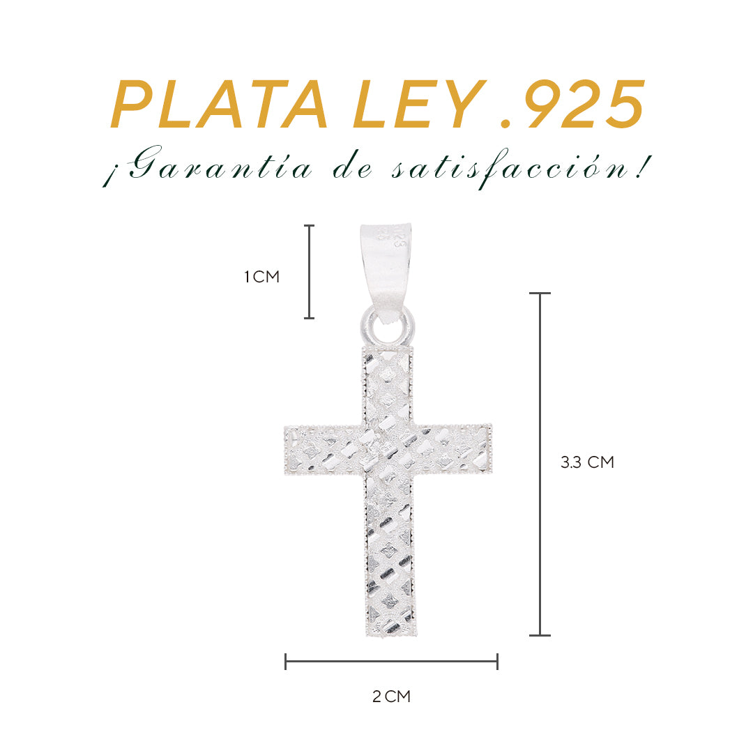 Cruz tipo mosaico diamantado plata ley .925