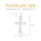 Medidas de la cruz calada: 3.5 cm alto × 2.1 cm ancho, argolla 1 cm – Plata Ley .925