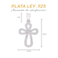 Medidas del dije cruz: 3.2 cm alto × 2.1 cm ancho — Plata Ley .925
