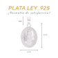 Medidas del dije: 3.1 cm alto × 2.1 cm ancho, bailén 9 mm — Plata Ley .925