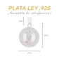 Medidas de la medalla Virgen Guadalupe: 2.9 cm alto × 2.5 cm ancho, argolla 8 mm – Plata Ley .925 doble halo pavé