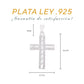 Medidas del dije cruz: 4.2 cm alto × 2.7 cm ancho, bailén 9 mm — Plata Ley .925
