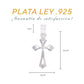 Medidas de la cruz gótica: 3.2 cm alto × 1.9 cm ancho, argolla 1 cm – Plata Ley .925