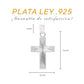 Medidas del dije cruz: 3.6 cm alto × 2.3 cm ancho, bailén 9 mm — Plata Ley .925