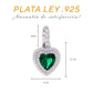 Dije Corazón Esmeralda con Doble Halo Pavé — Plata .925