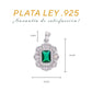 Dije Flor Art Déco con Esmeralda Corte Esmeralda y Zircones Baguette — Plata .925