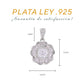 Dije Flor Art Déco con Zircón Blanco Cushion y Baguettes — Plata .925