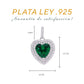 Dije Corazón Esmeralda con Doble Halo Pavé Grande — Plata .925