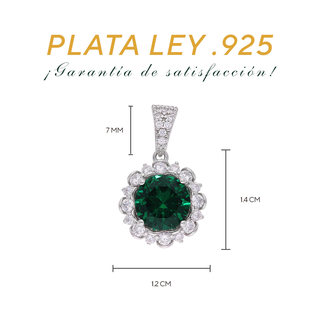 Medidas del dije flor Diana: 1.4 cm alto × 1.2 cm ancho, argolla 7 mm pavé – Plata Ley .925