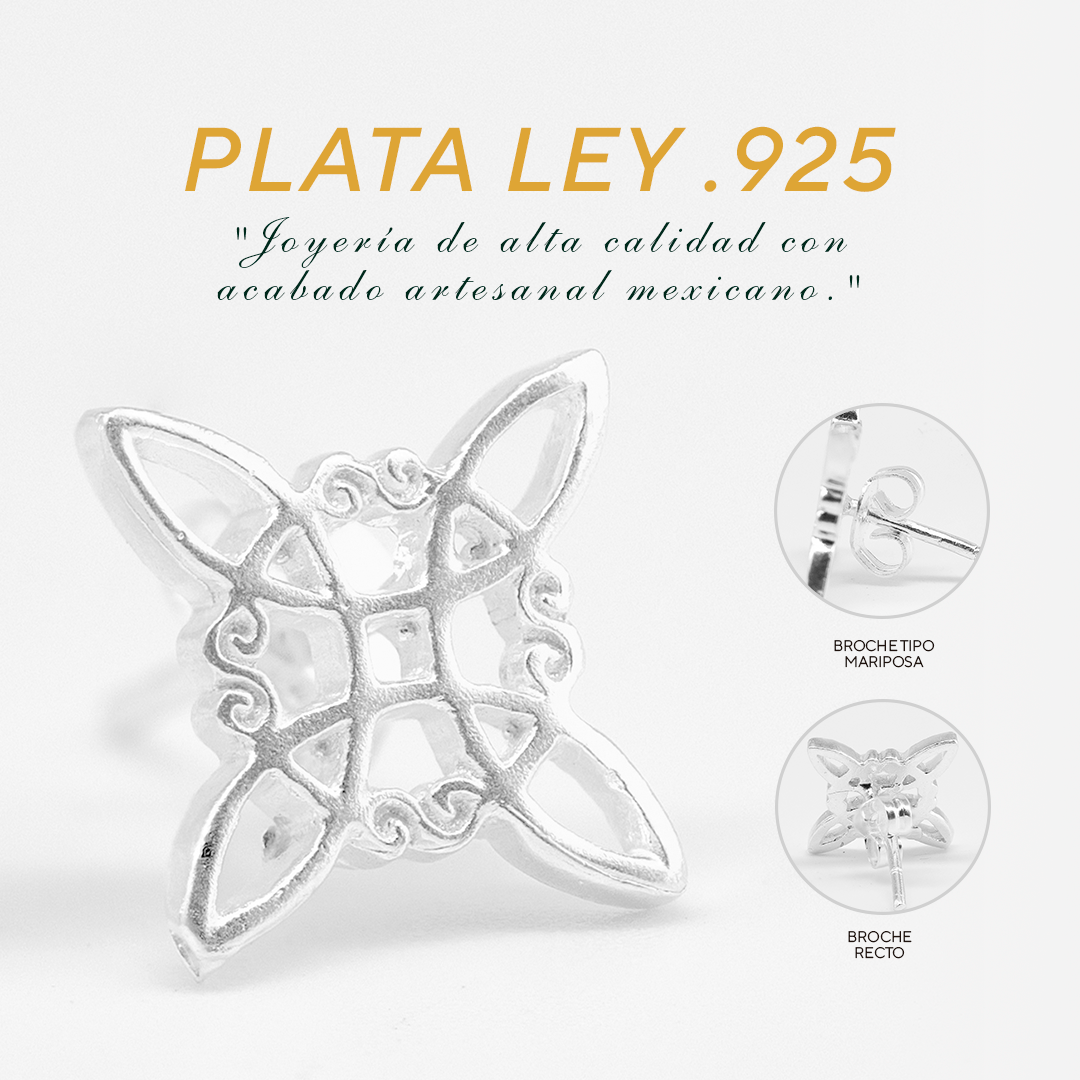 Aretes de Plata .925 - Diseño Nudo de Bruja (2cm x 2cm)