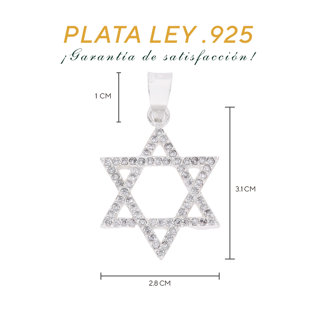 Medidas del dije: 3.1 cm alto × 2.8 cm ancho — Plata Ley .925