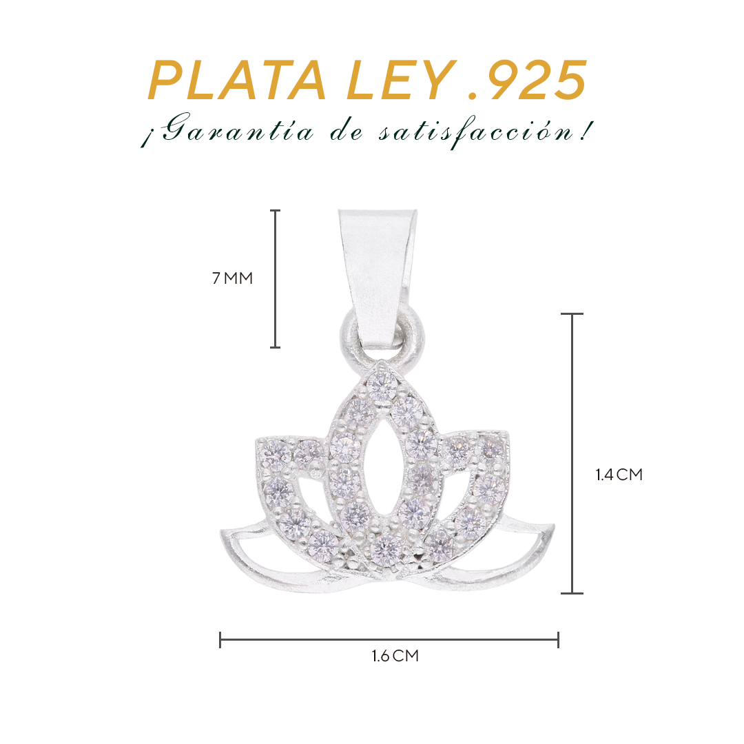Dije Flor de Loto con Zircones Pavé — Plata .925 pendiente