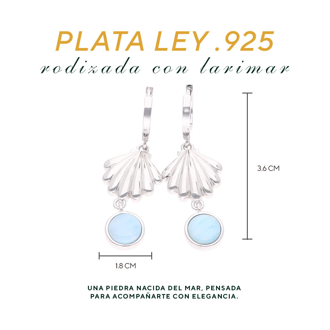 Dije Concha Colgante Larimar Plata.925