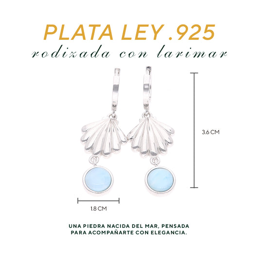 Dije Concha Colgante Larimar Plata.925