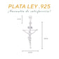 Medidas del crucifijo INRI: 3.8 cm alto × 2.2 cm ancho, argolla 1.1 cm – Plata Ley .925