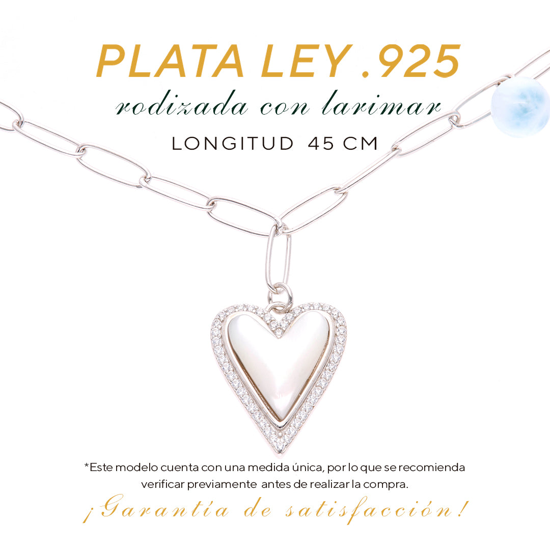 Collar Corazón Abierto de Larimar Plata.925
