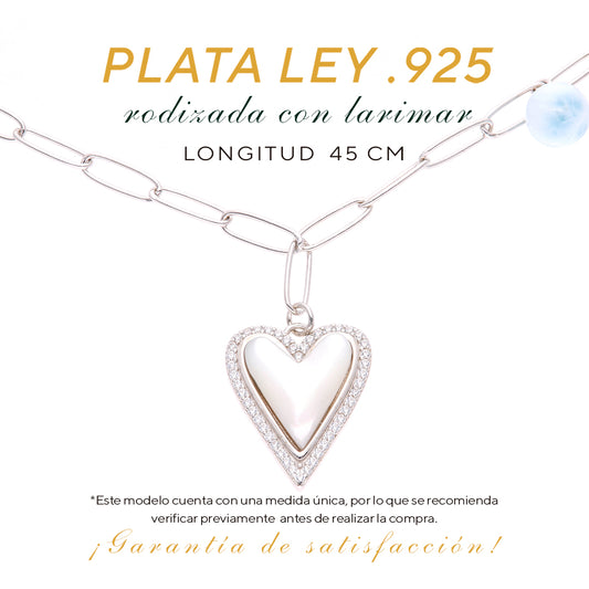 Collar Corazón Abierto de Larimar Plata.925