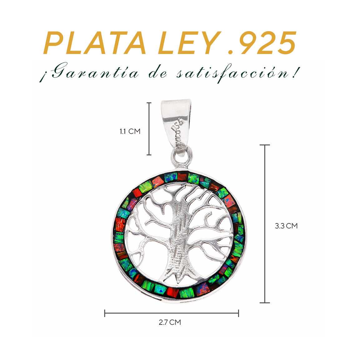 Medidas del dije: 3.3 cm alto × 2.7 cm ancho, bailén 1.1 cm — Plata Ley .925
