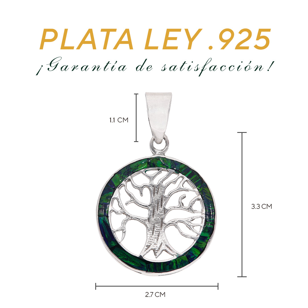 Medidas del dije: 3.3 cm alto × 2.7 cm ancho, bailén 1.1 cm — Plata Ley .925