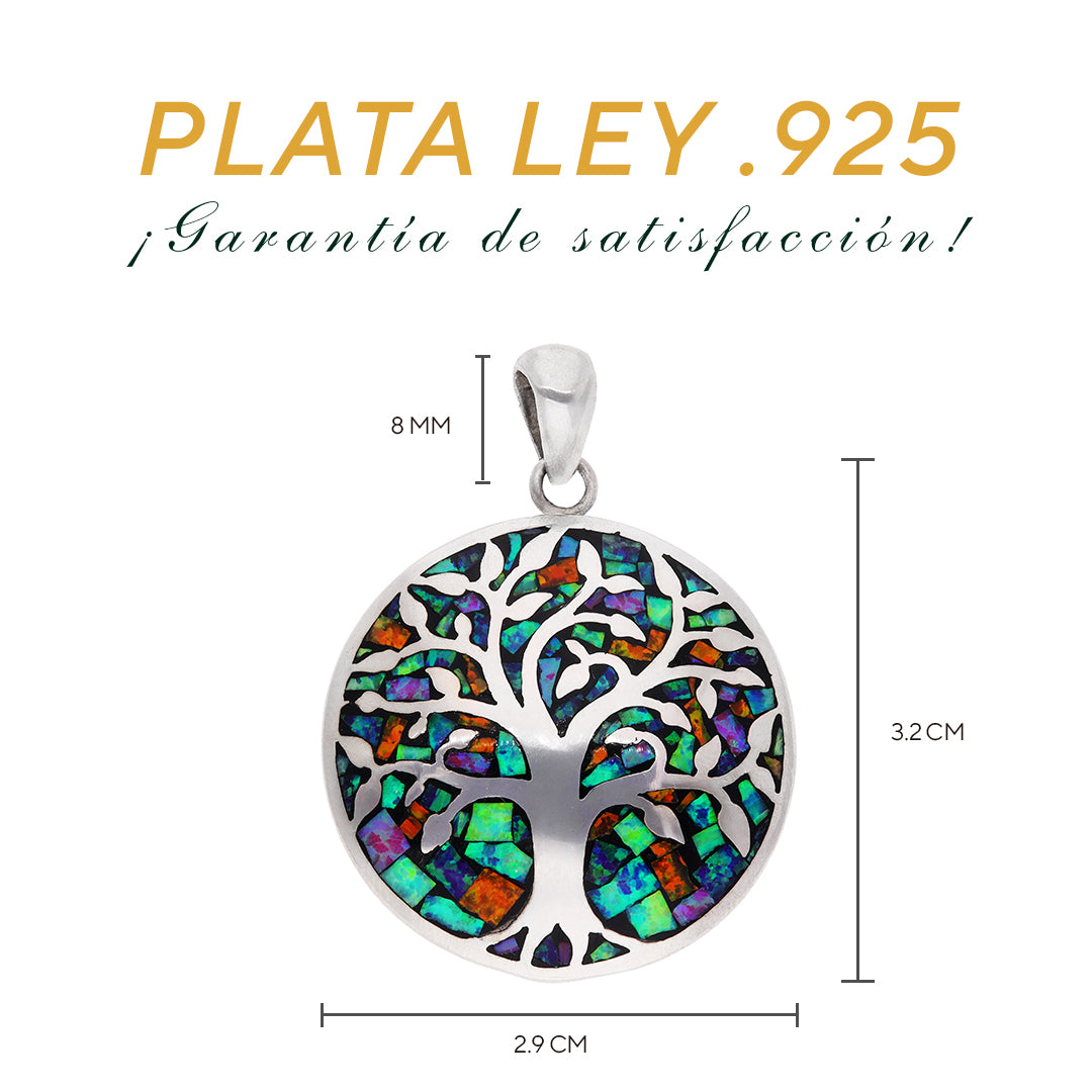 Medidas del dije: 3.2 cm alto × 2.9 cm ancho, bailén 8 mm — Plata Ley .925