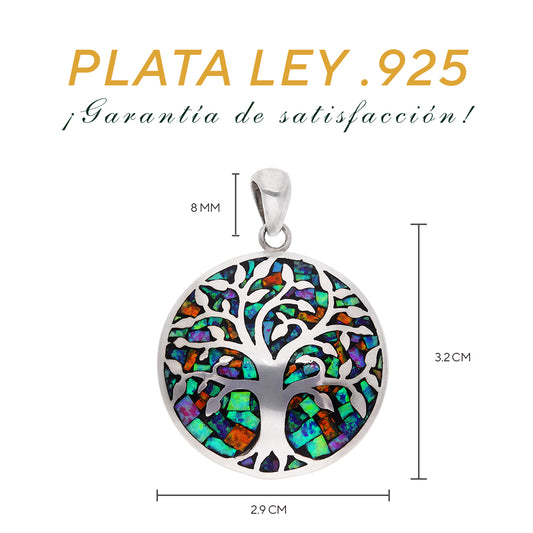 Medidas del dije: 3.2 cm alto × 2.9 cm ancho, bailén 8 mm — Plata Ley .925