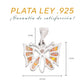 Medidas del dije mariposa: 1.7 cm alto × 1.9 cm ancho, bailén 9 mm — Plata Ley .925