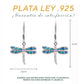 Aretes Libélula con Ópalo Azul y Zirconia Lila — Plata Esterlina .925