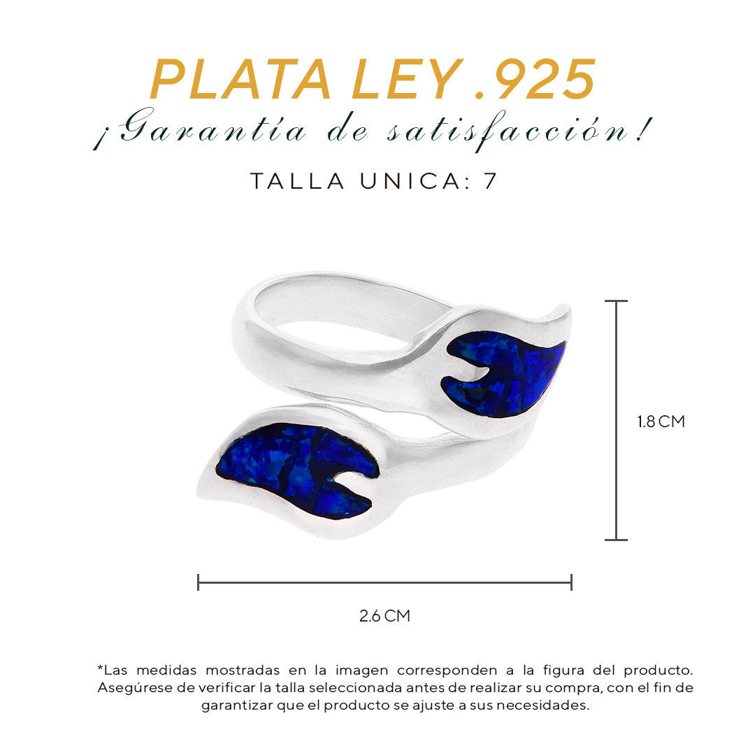 Anillo Bypass Minimalista con Ópalo Azul Marino — Plata Esterlina .925