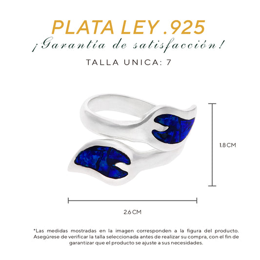 Anillo Bypass Minimalista con Ópalo Azul Marino — Plata Esterlina .925