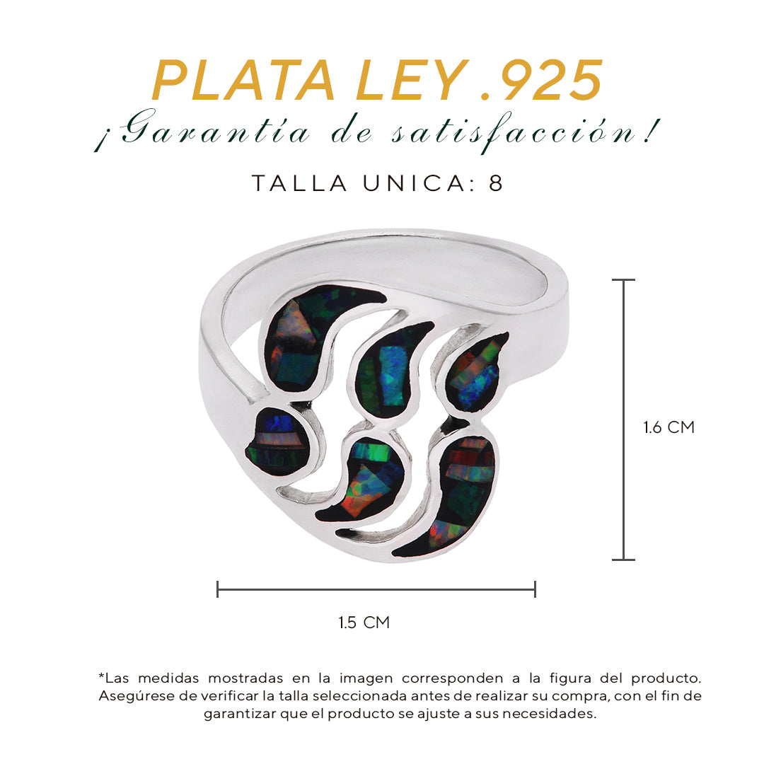Anillo Sello Huella de Oso con Ópalo Negro Galaxy — Plata Esterlina .925