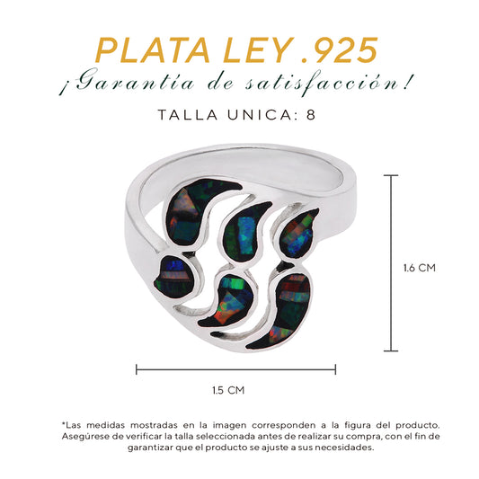 Anillo Sello Huella de Oso con Ópalo Negro Galaxy — Plata Esterlina .925