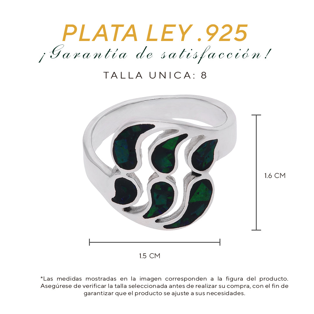 Anillo Sello Huella de Oso con Ópalo Verde Oscuro — Plata Esterlina .925