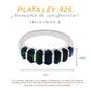 Anillo Media Eternidad con Ópalos Negros Hexagonales — Plata Esterlina .925