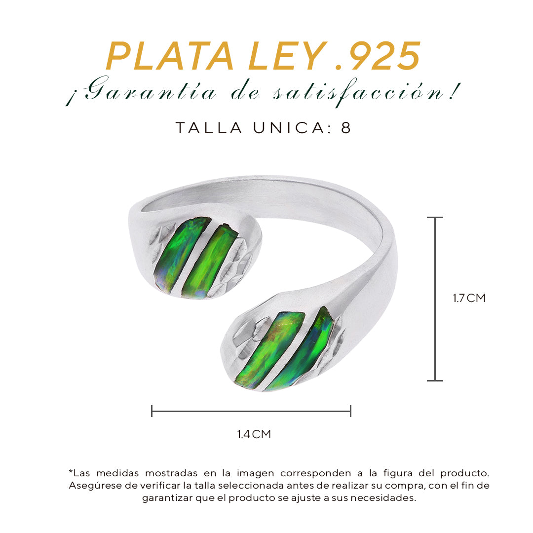 Anillo Bypass con Ópalo de Fuego Natural · Doble Piedra · Plata .925 · Taxco